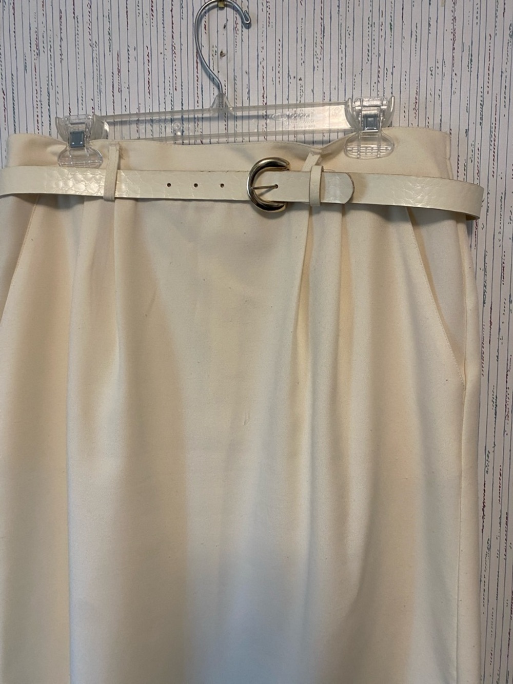 Counterparts Cream Midi Skirt with Belted Waist Sz16 - Picture 4 of 6
